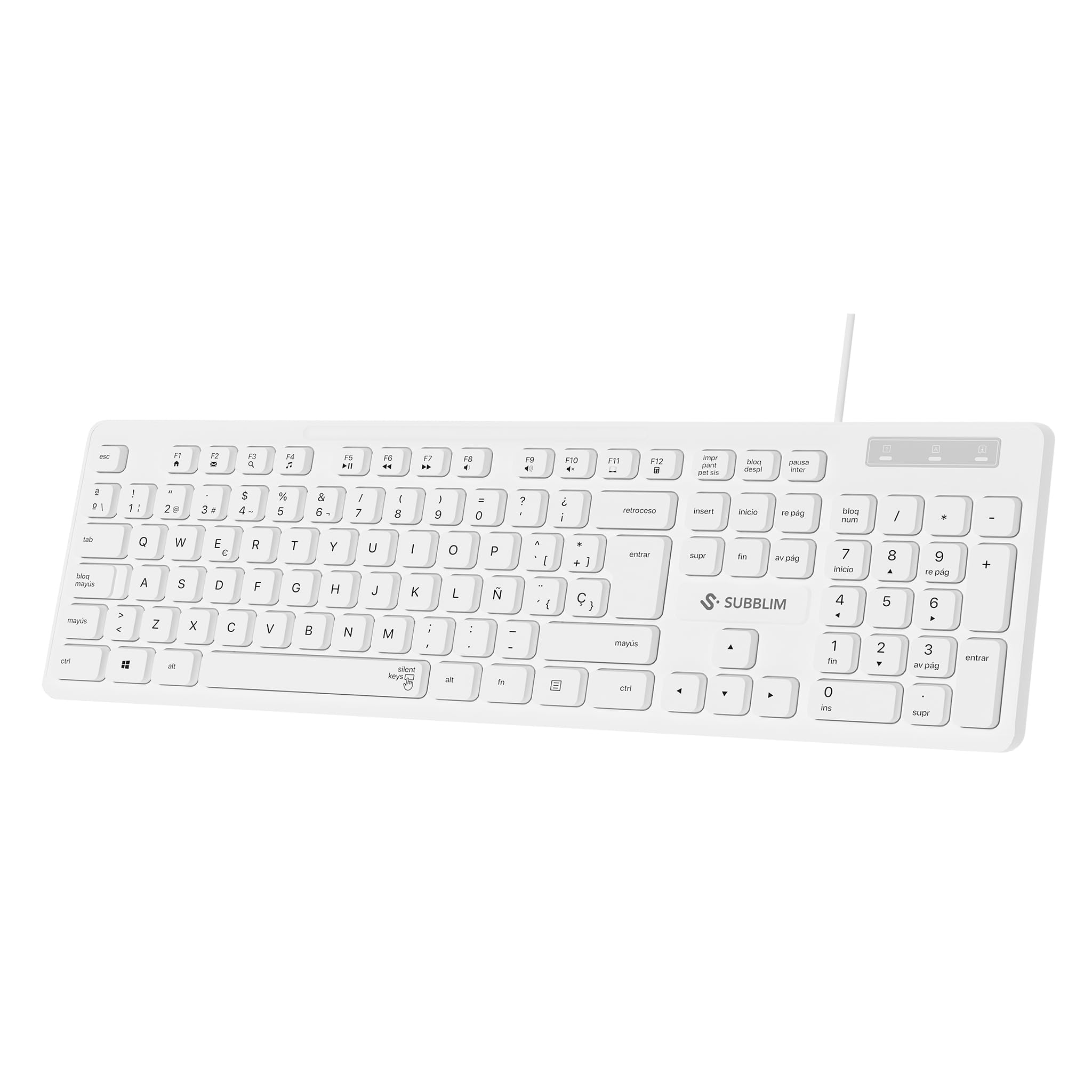 Teclado Subblim Business Slim Silencioso/ Blanco