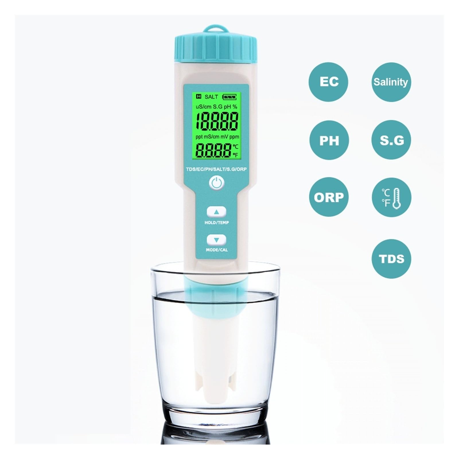 Testeur de qualité de l'eau Testeur de qualité de l'eau 7 en 1 PH/TDS/EC/ORP/salinité/température C-600 for Eau Potable