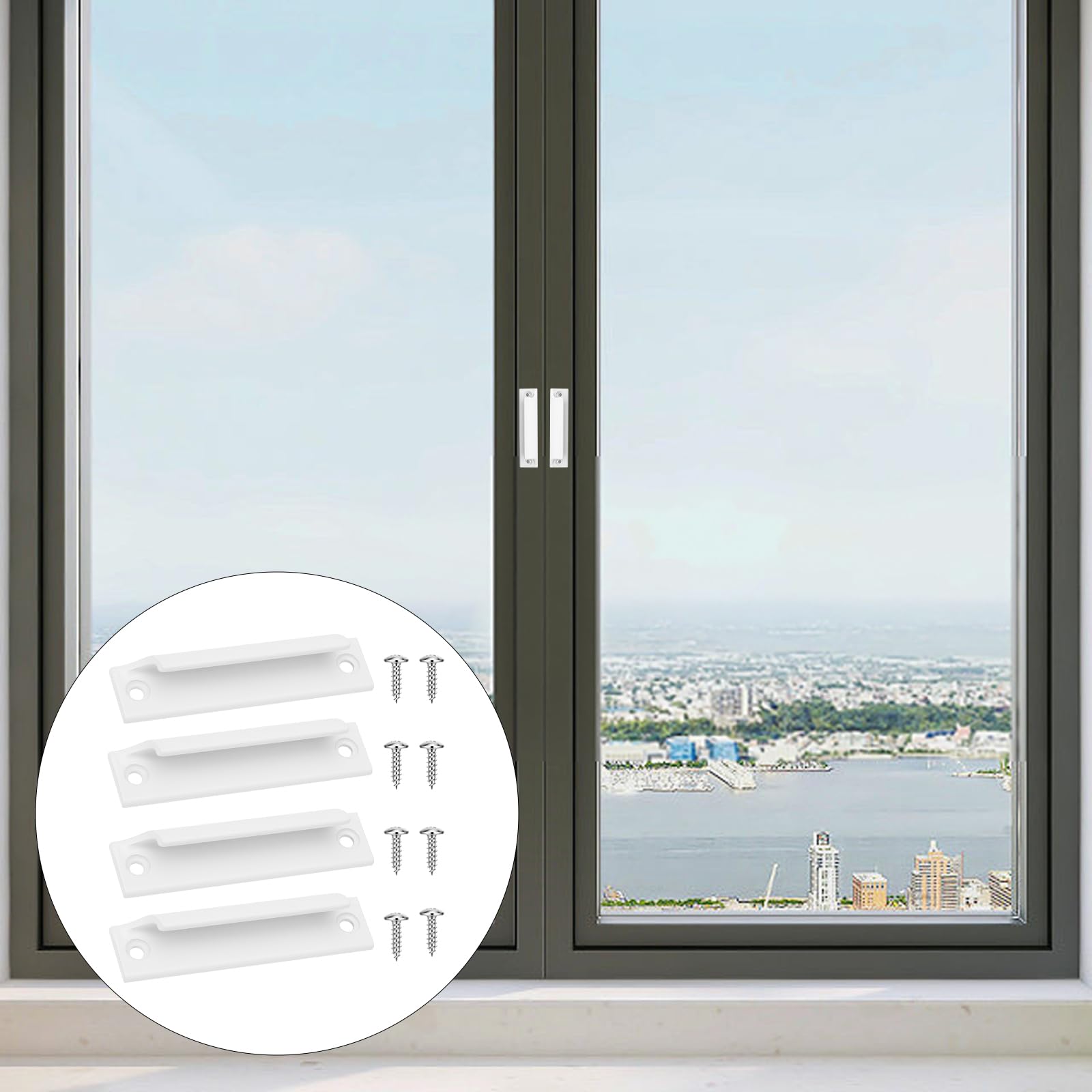 APOMOONS 4 pz Maniglia per porta da balcone esterna, porta da terrazza esterna, maniglia in lega di alluminio, set di maniglie versatili e sicure con adatto per finestre