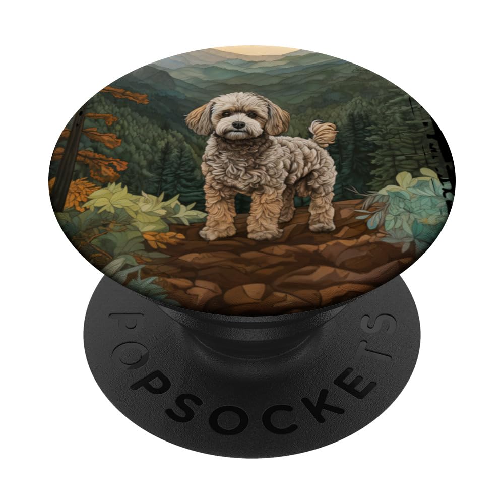 Maltipoo Mountain Paw Design Dog Mom Dad PopSockets Swappable PopGrip, Black