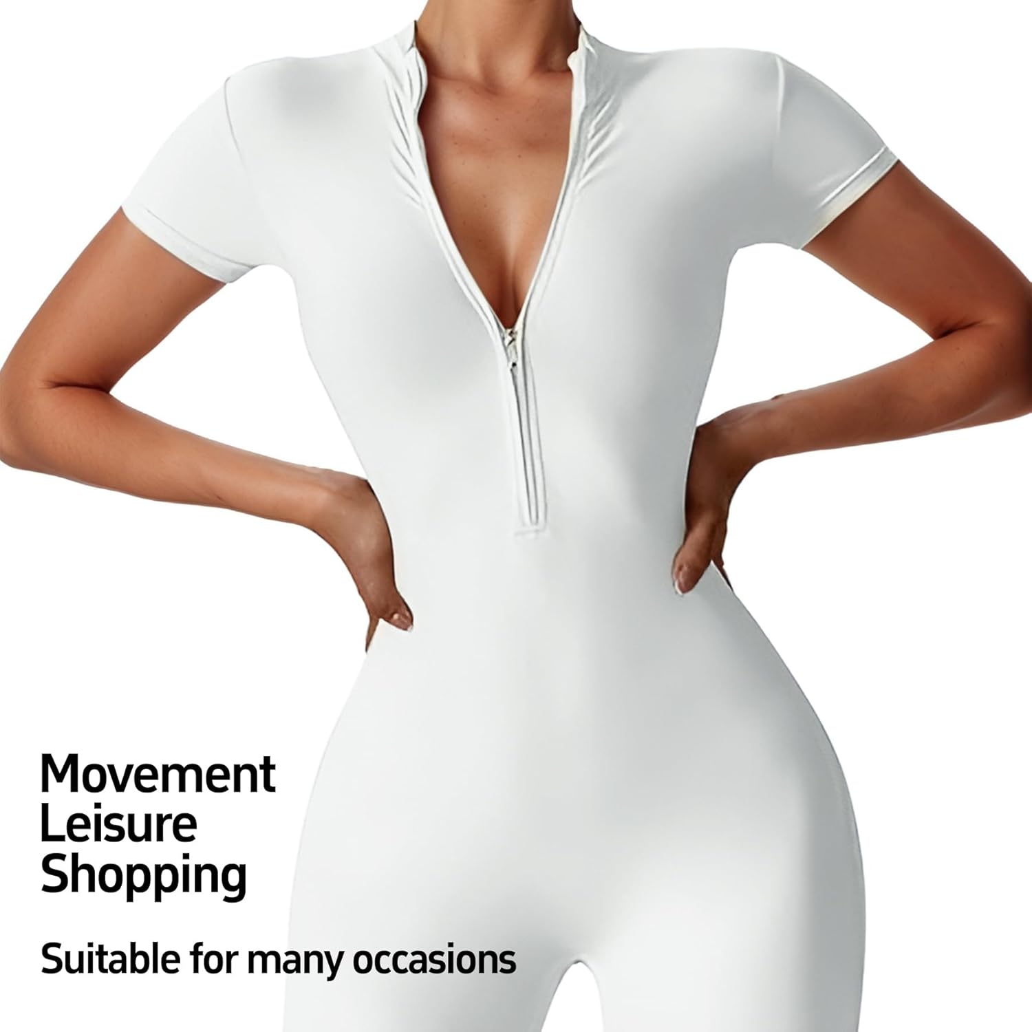 Body Suits for Womens Black Bodysuit Zip Tummy Control Yoga Workout Work Out Gym Set Athletic Sexy Jumpsuit Romper - Image 3