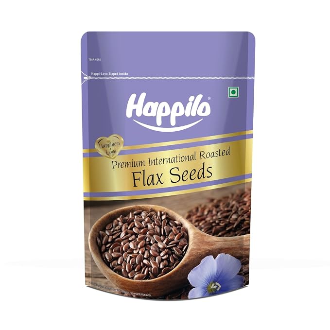 Happilo Premium Roasted Flax Seeds 250g | Omega-3 & Fiber Rich | Healthy Diet Snack | Alsi Seeds for Weight Management & Hair Growth
