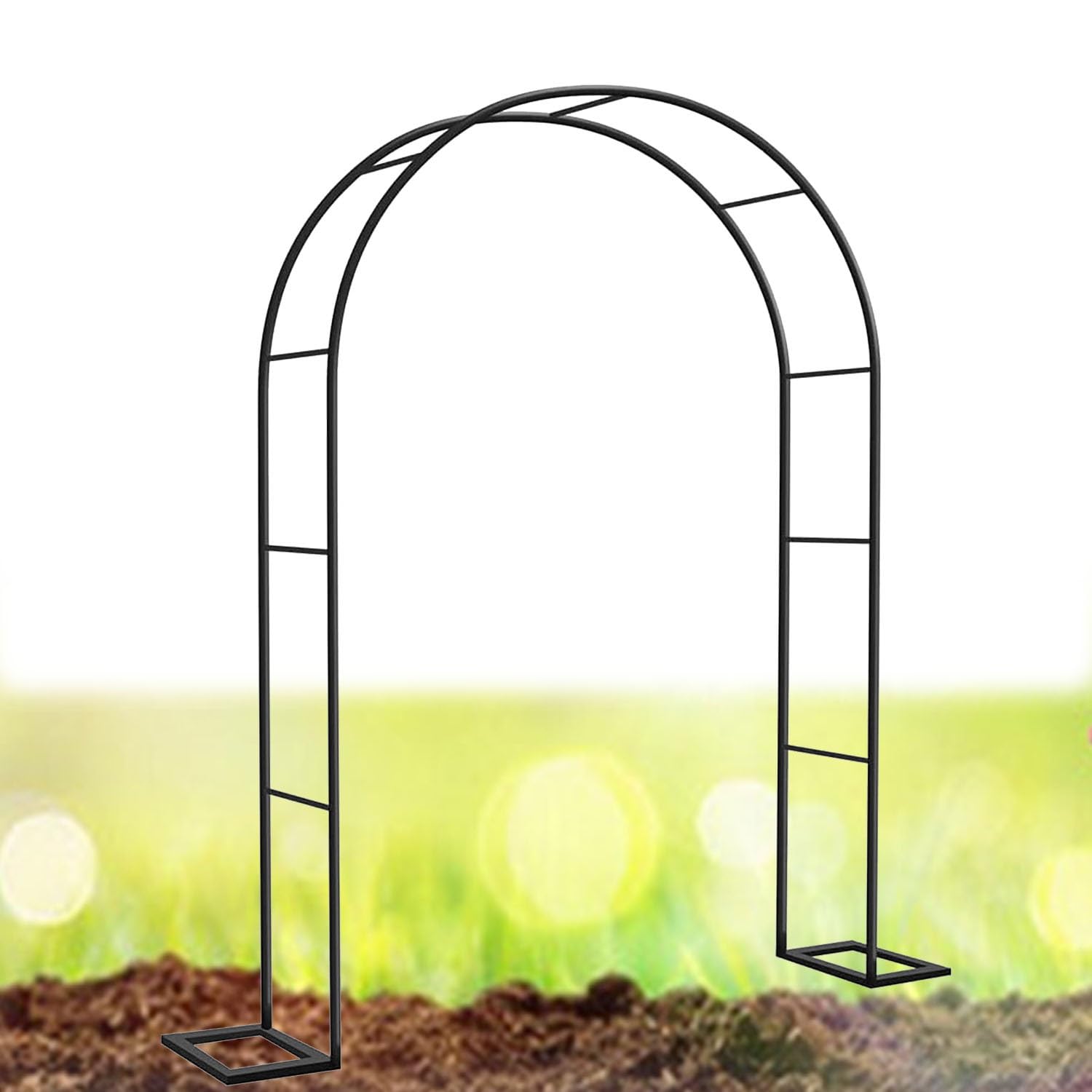 ARtsim 120 180 160 280 cm Breite Rosenbögen Rankgitter Gartenbogen für Kletterpflanzen Hochzeit Deko Torbogen Rosenhilfe Spalier Metall stabil (Color : Schwarz, Size : 200cm x 230cm)