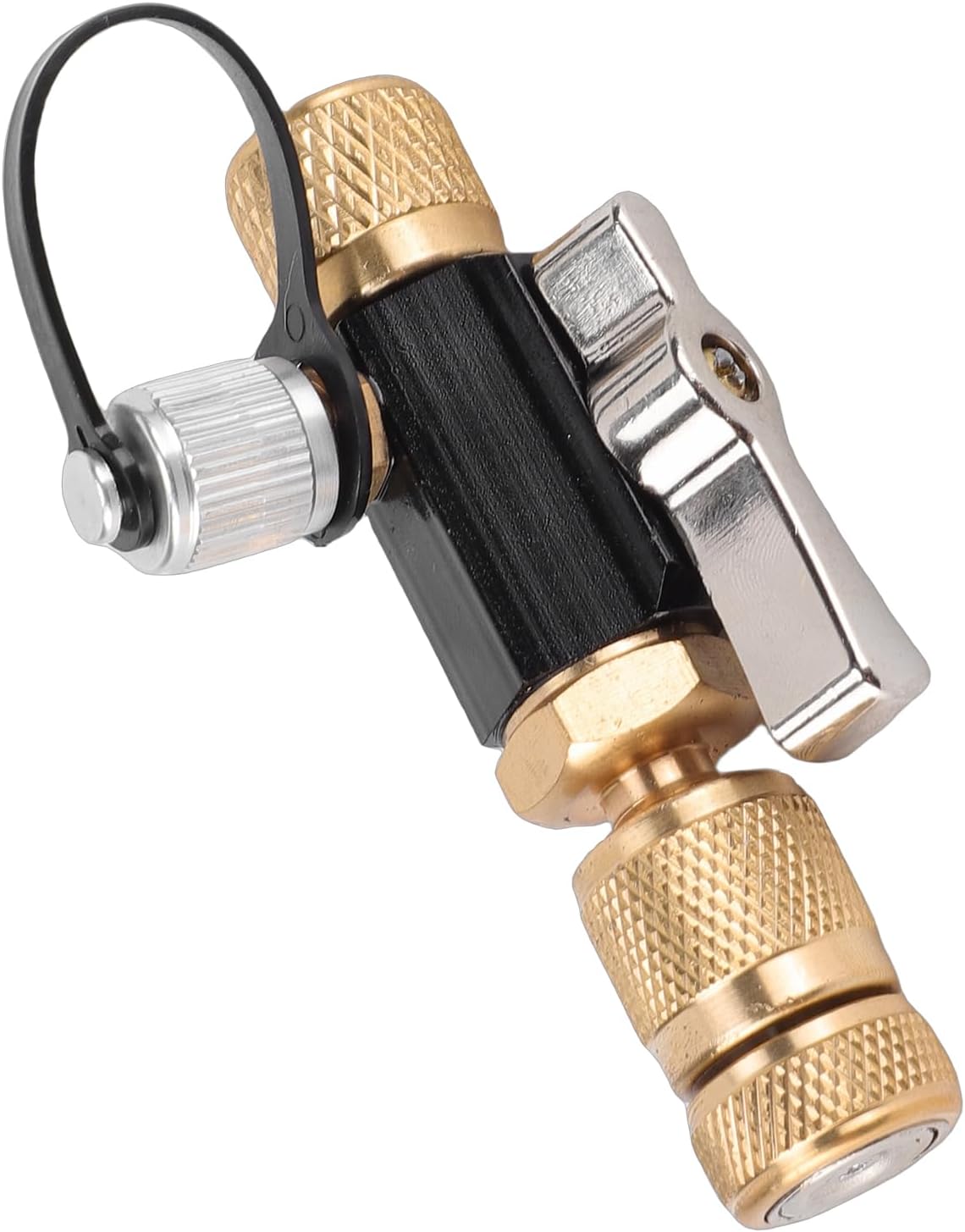 Valve Core Removal Tool, Brass Dual O Ball Valve Seal for HVAC Refrigerant Recovery, with 1/4 Inch & 5/16 Inch Adapters, Ideal for R1234yf, R410, R22, R12, R407, R404 & R32