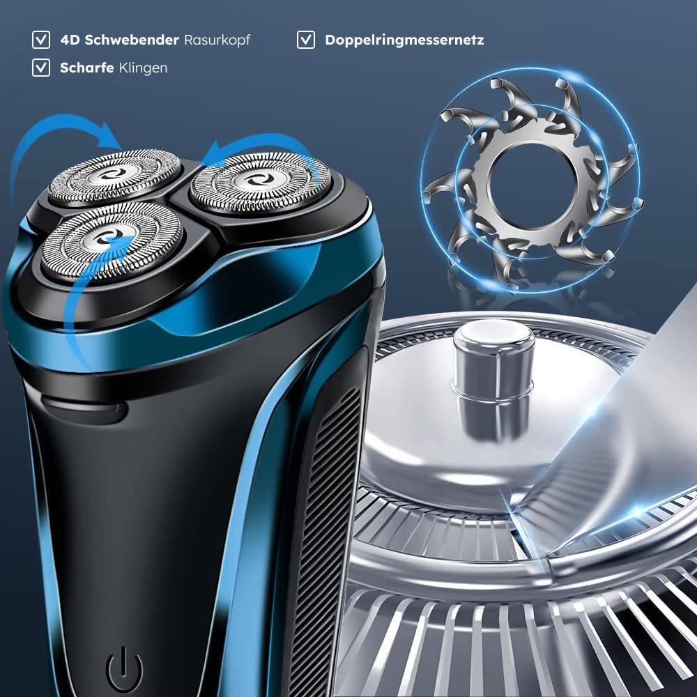 snapbuy Elektrischer Herrenrasierer Pro: Elektrischer Nass- und Trockenrasierer mit 99 Min. Laufzeit, Bartschneider und LED Anzeige, 100% wasserdicht, ideal für Reisen