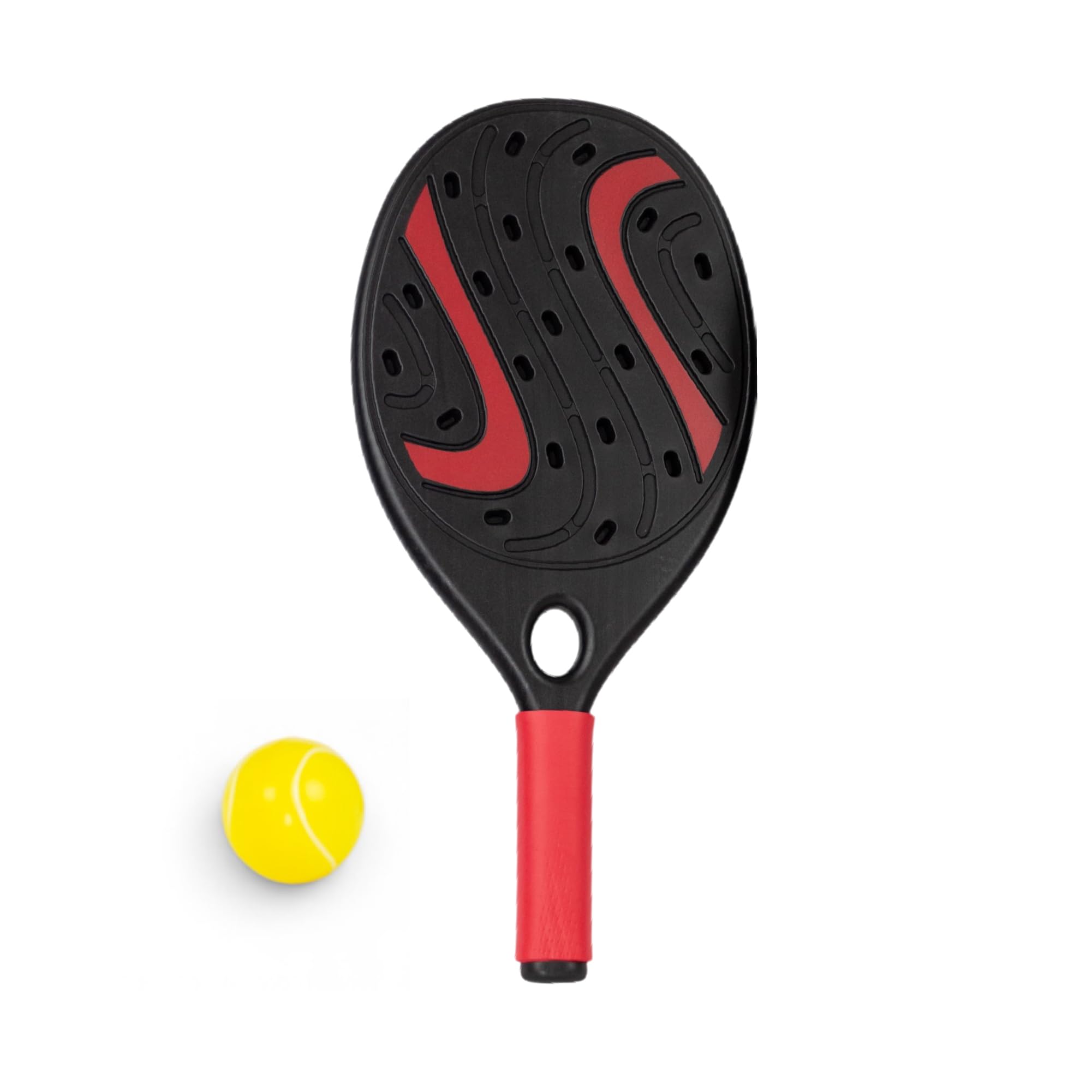 Wasserdichte Strandschläger, Set mit 2 Schlägern mit Ball zum Spielen am Strand, Pool oder Camping, Spaß für Kinder und Erwachsene (schwarz-rot)