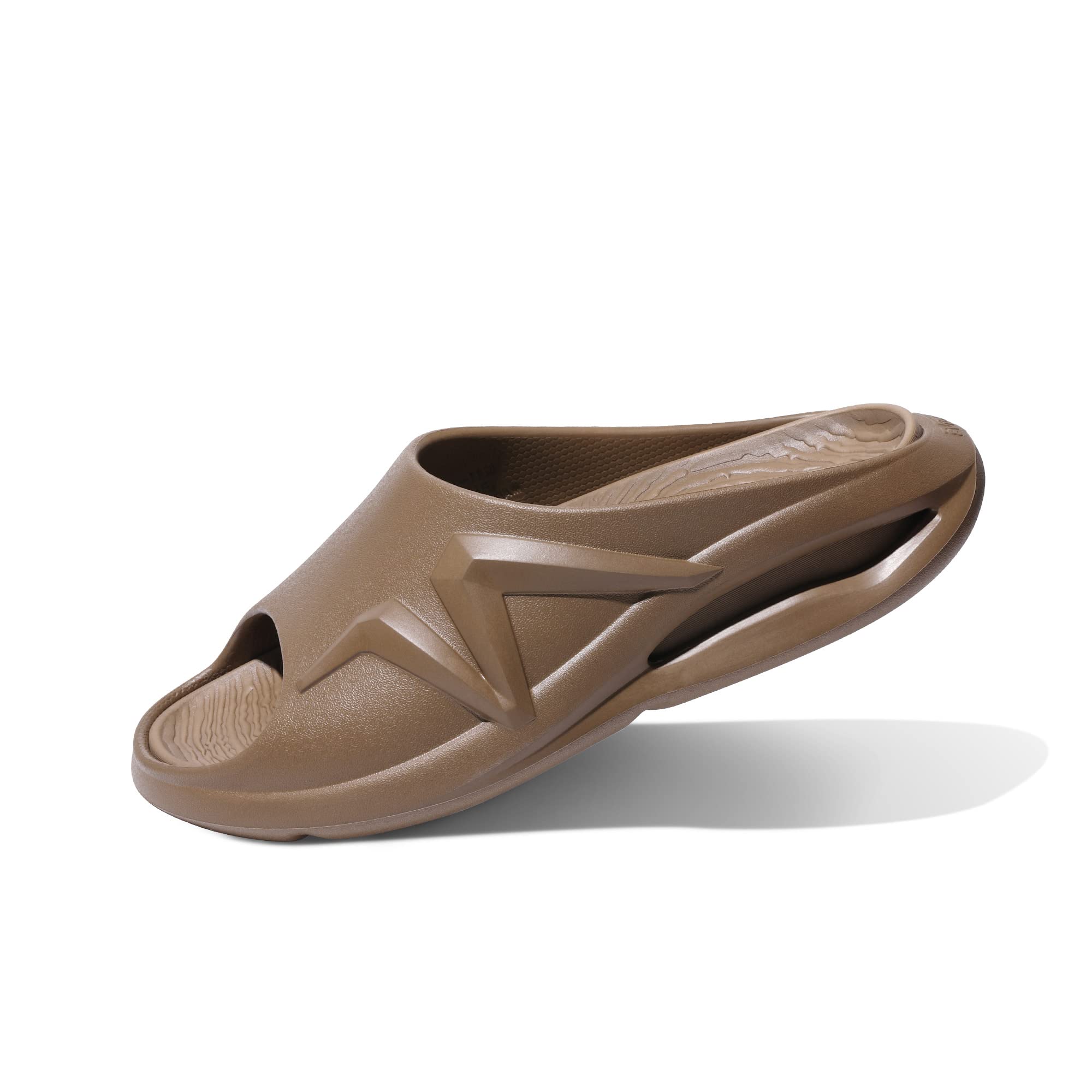 NORTIV 8 Recovery Slides for Men Women with Arch Support Sport Sandals Lightweight Non-Slip Thick Cushion Reduces Stress on Feet for Indoor & Outdoor TAN Size M11/L13 SNASS236U