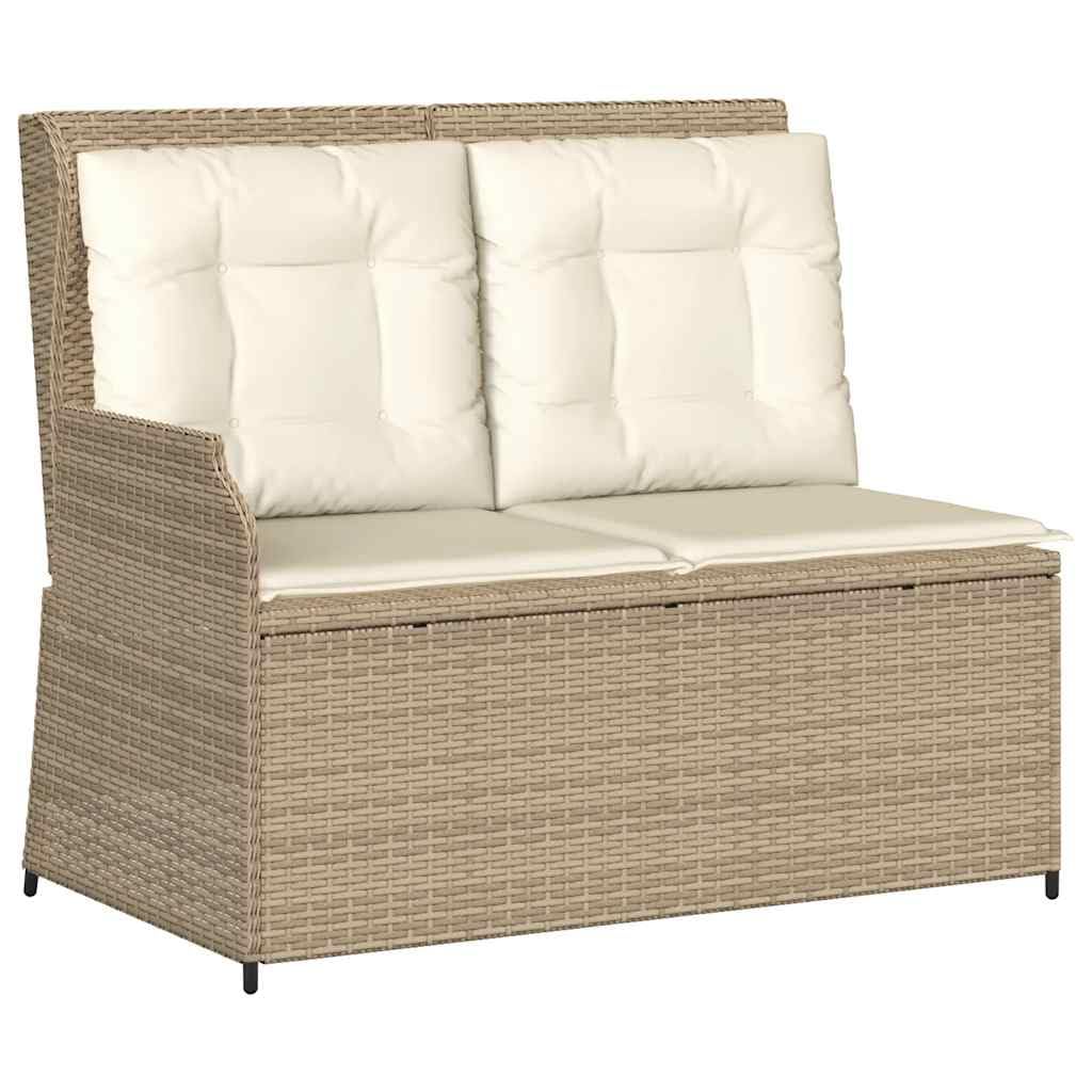 Poltrona da giardino reclinabile con cuscini imbottiti, rattan sintetico resistente alle intemperie, schienale e poggiapiedi regolabili, struttura in acciaio stabile, fodere