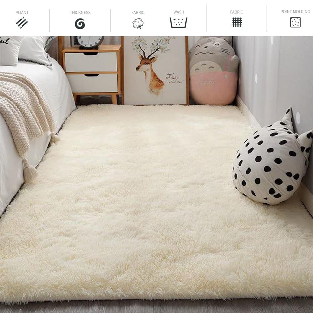Hiseng Alfombra Salón Grande Suaves, Modernas Dormitorio Alfombras Peludas Antideslizante y Esponjosa Adecuado para Interiores Sala de Estar Estudio Habitación Infantil (100x200cm,Caqui)