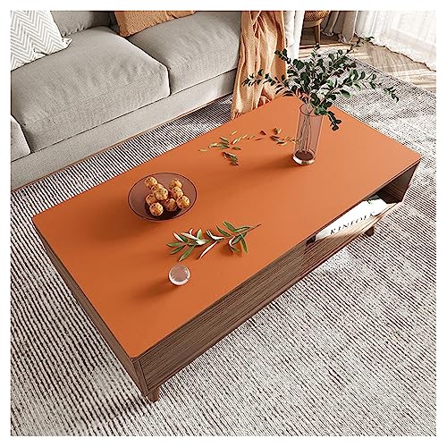 Nappe pour table basse et salle à manger en cuir orange anti-tache