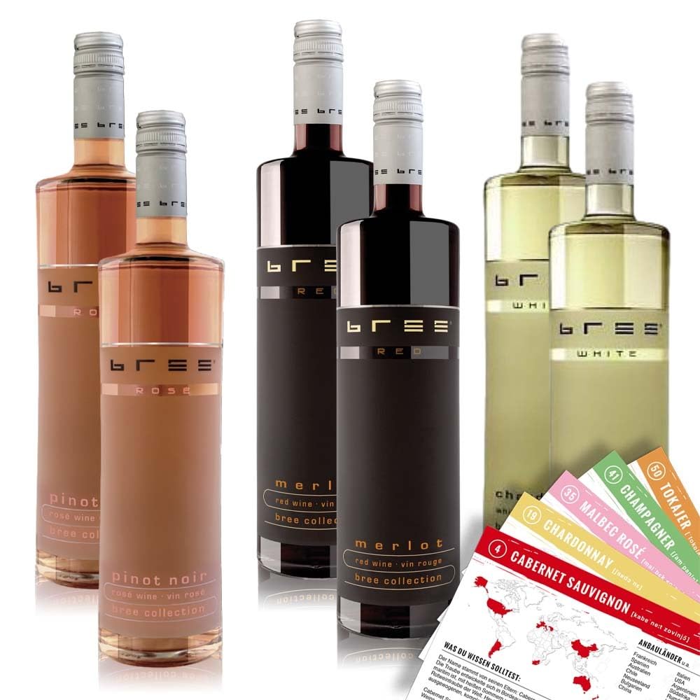 VINOX Bree Rot - Weiss -Rosé Probierpaket, + VINOX Weinkarten (6x0,75 l)