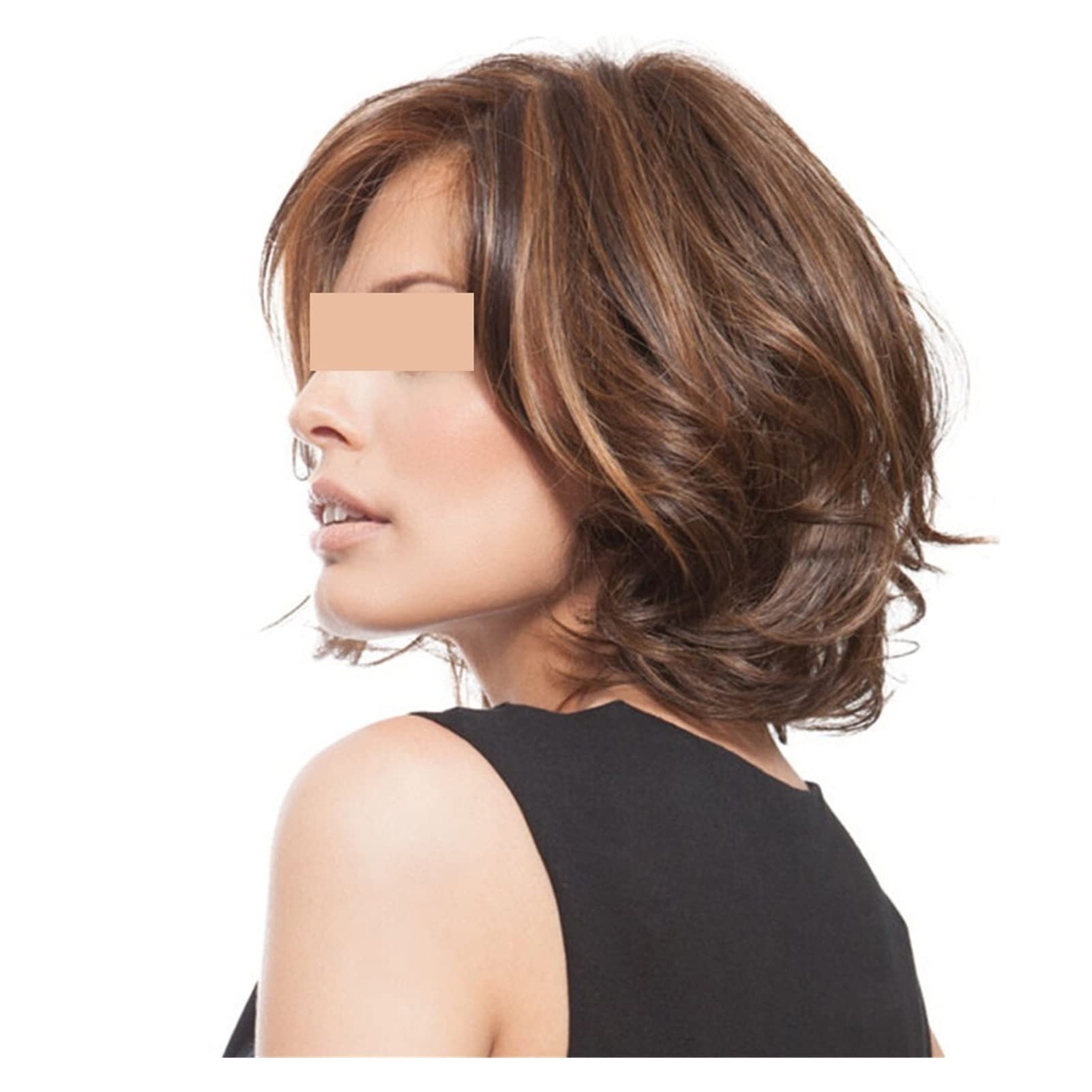Perruque courte bouclée glueless en cheveux naturels avec bandeau intégré