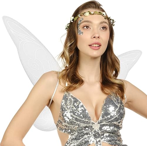 Miniatura 3 de Funcredible Juego de accesorios para disfraz de hada alas de hada corona de hadas alas de hadas de dientes blancos adultos