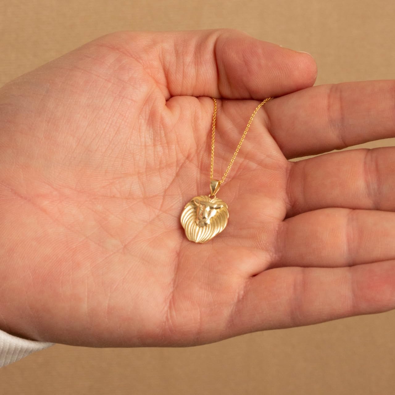 Gold Lion Head King of the Jungle Pendant Necklace | 10K or 14K Yellow Gold | Choice of Chain Length/Pendant Only - Image 3