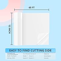 Vista 3 de HTVRONT Vinilo permanente blanco – Vinilo adhesivo permanente mate de 12 pulgadas x 65 pies, compatible con máquina de corte Cricut, Silhouette