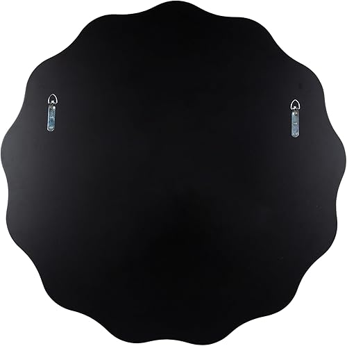 Miniatura 7 de Kate and Laurel Viona - Espejo redondo festoneado moderno, 32 pulgadas de diámetro, dorado, espejo de pared circular decorativo con borde ondulado