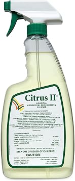 Citrus II Hospital Germicidal Deodorizing Cleaner - Fresh Citrus Scent - Disinfecting Spray - for Home, Hospital and Office Surfaces and Supplies - 22 Fl Oz
