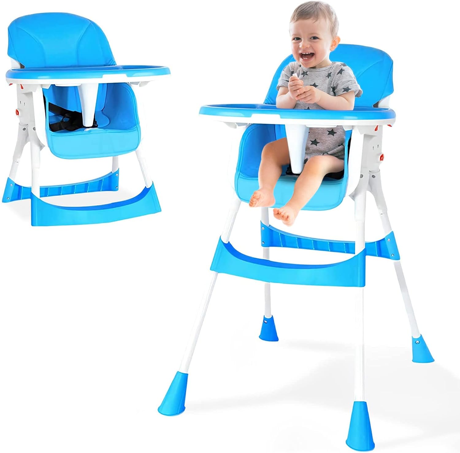Baby High Chair Feeding Chair Foldable Seat Ajustable Height Dining