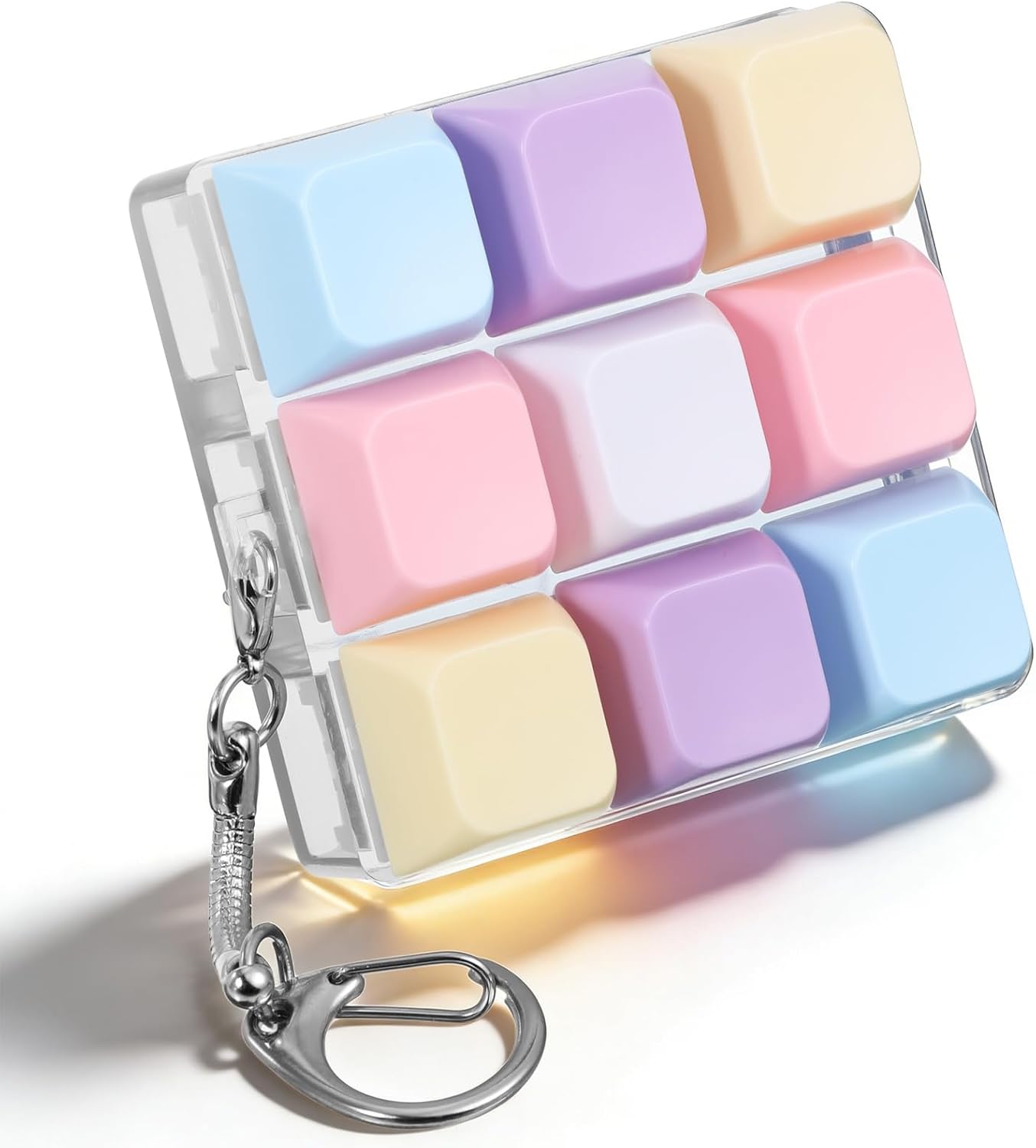 Keyboard Fidget Keychain Colorful Clicker Keychain 9-in-1Decompression Button Sensory Fidget Gifts for Adults Work Relief Stress Anxiety Pass Time