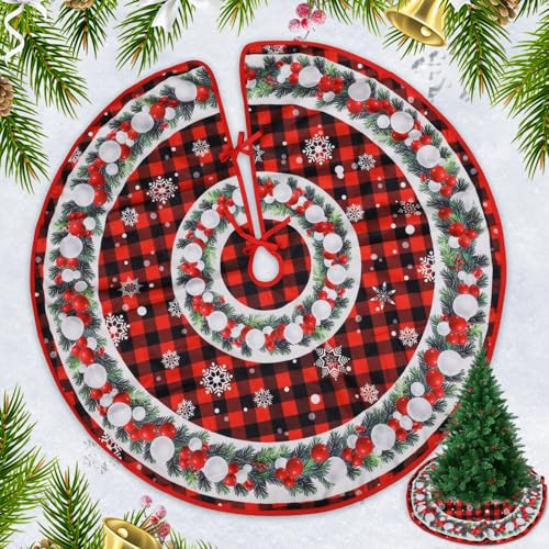 GeeRic Falda del Árbol de Navidad, 36 Pulgadas Tapete para Árbol de Navidad Árbol de Navidad Falda Decoración del árbol de Navidad, con Renos y Copos de Nieve, Decoración de Fiesta de Navidad (90cm)