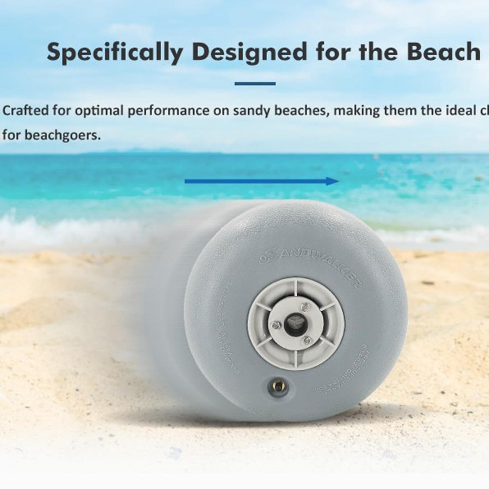 Amagogo Ruote per palloncini da spiaggia grigie, resistenti, ad alte prestazioni, pneumatici gonfiabili da 9 pollici per carrelli da spiaggia, 22.5 Boccola
