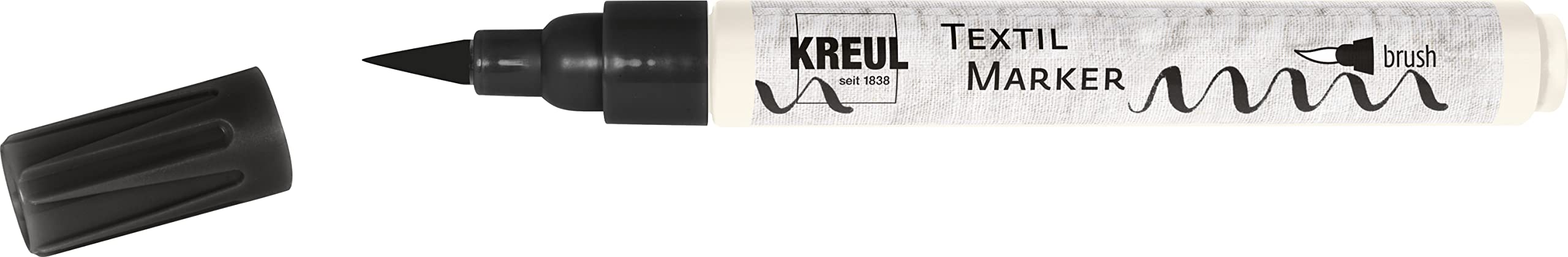 Kreul Javana 90618 Textile Art Marker Black with Universal Brush Tip Approx. 1-3 mm Brilliant Fabric Pen for Light Fabrics