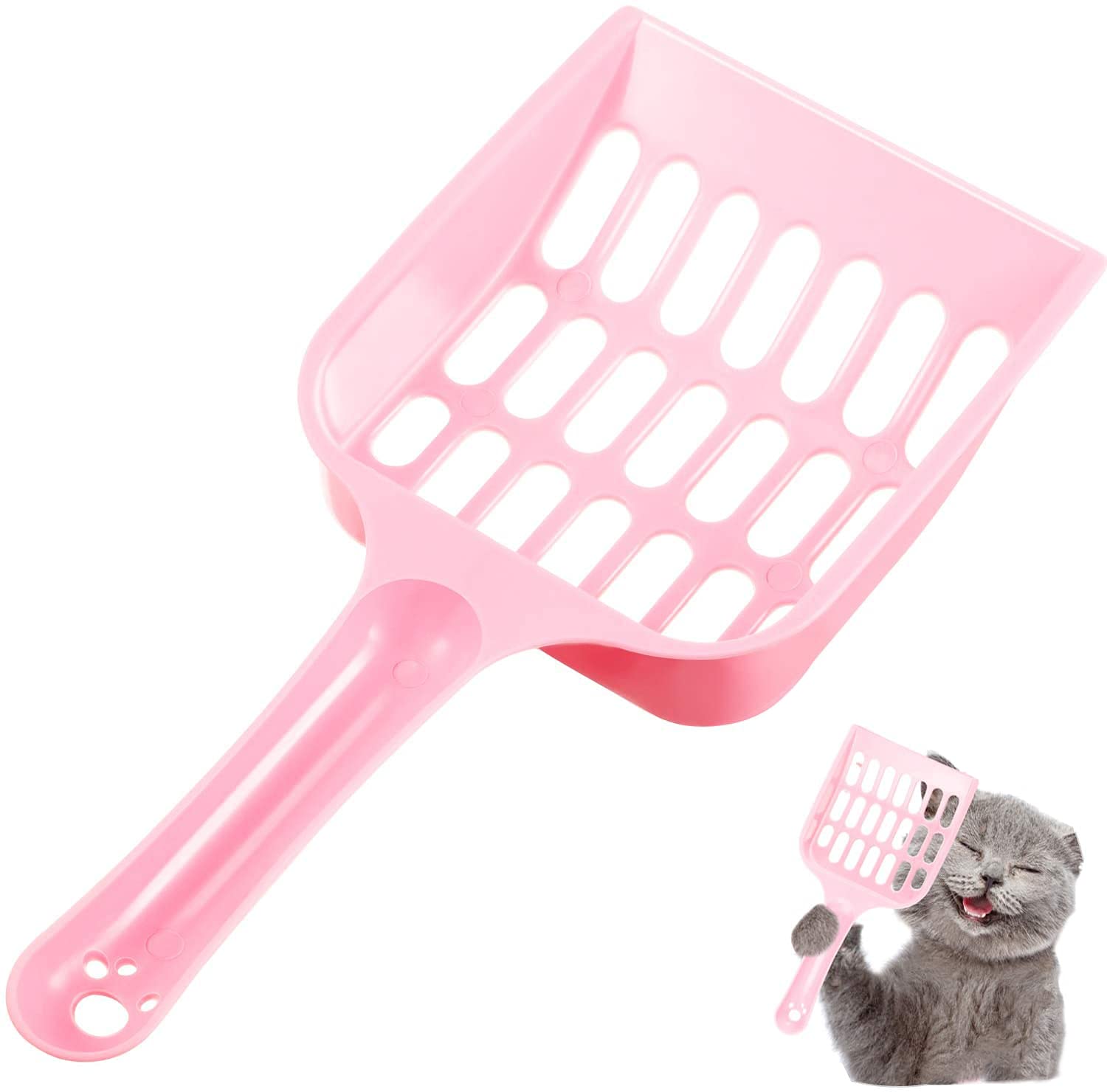 Cat Litter Scoop, Candeer Plastic Kitty Litter Pet Shovel, 1 PCS Cat Sand Sifter, Dog Poop Scooper Sieve Set, Cleaning Products Toilet, with Long Handle for Pet-Pink