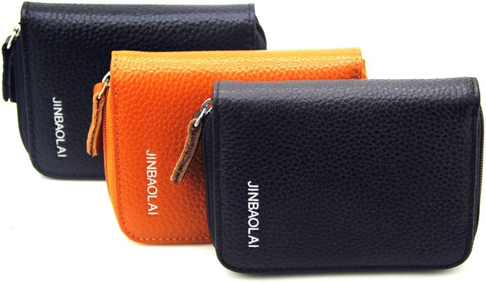 Unisex Genuine Wallets Card Holder Pocket Purse Key Card Case Pouch Mini Handbag Coin Purse (Orange)