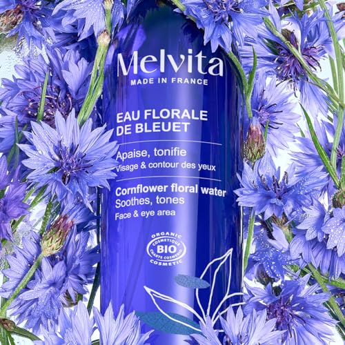 Melvita - Eau Florale de Bleuet - Apaise et Décongestionne Yeux Fatigués, Réduit Cernes et Poches - Peaux Sensibles - 200 ml (Lot de 2)
