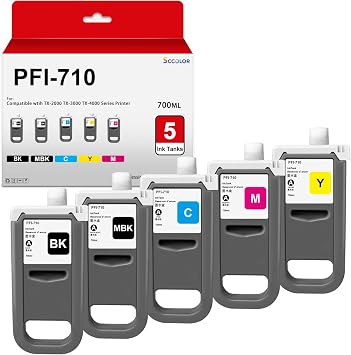 PFI-710 Ink Cartridge Compatible for Canon PFI710 Ink Tank 5-Pack
