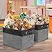 Sorbus Fabric Storage Cubes 15 Inch- Big Sturdy Collapsible Canvas Storage Bins with Dual Handles- Foldable Closet Cubes- Decorative Storage Baskets for Shelves | Home & Office Use- 3 Pack| Grey/Tan