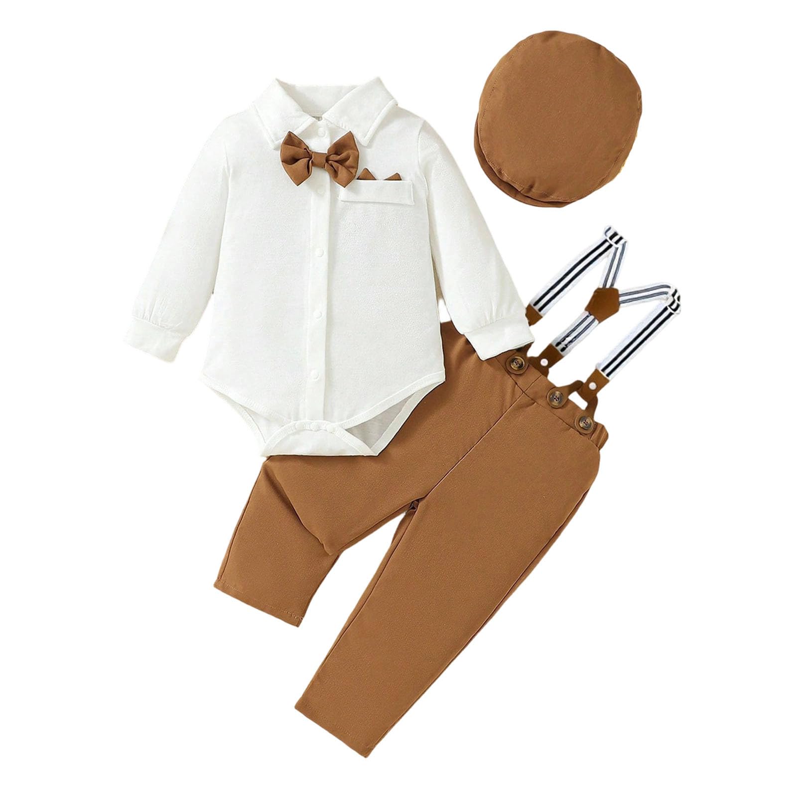 Trajes de niño caballero: tirantes, pajarita, pelele, ropa formal para niños pequeños, bodas, bautizos y fiestas.