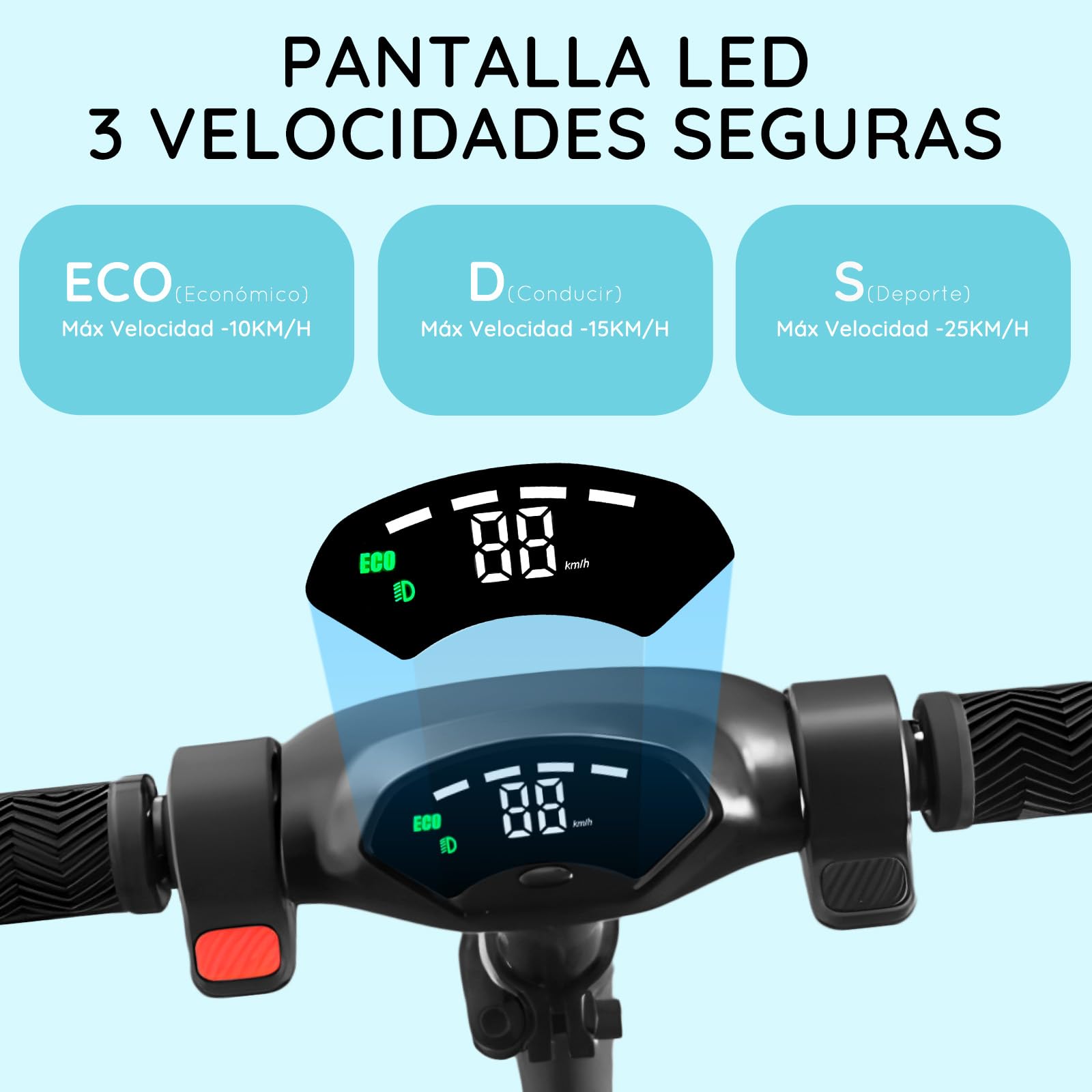Patinete Eléctrico para Niños 8 Años o Más, 250W Motor,Lámpara de Arco Iris de Color, Pantalla LED, Máx.25 km/h,Altura Ajustables, Plegable Patinete Electrico Niño, Regalo Ideal para Niños