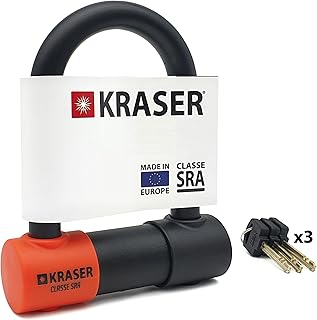 KRASER KR85S Anti-Diebstahl Motorrad Fahrradschloss Bügelschloss Vorhängeschloss U Homologiert SRA-Schloss Sicherheit Solides Schloss 85x125 Ø18 Diebstahlsicherung Motorräder Motorroller Fahrrad
