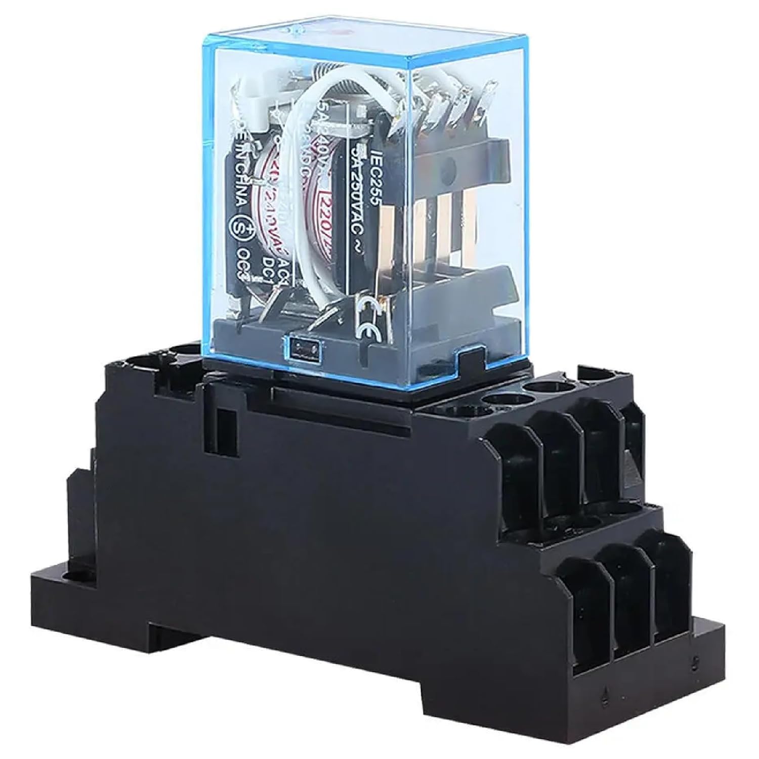 MY4NJ HH54P 14 Pin Electromagnetic Relay 4NO 4NC AC DC Power Coil 12V 24V 110V 220V 380V with Base for Automation Equipment (DC 12V)