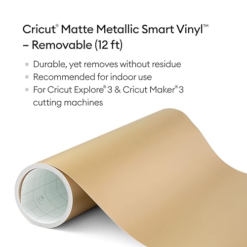 Miniatura 3 de Cricut Vinilo inteligente metálico mate, extraíble (12 pies), champán