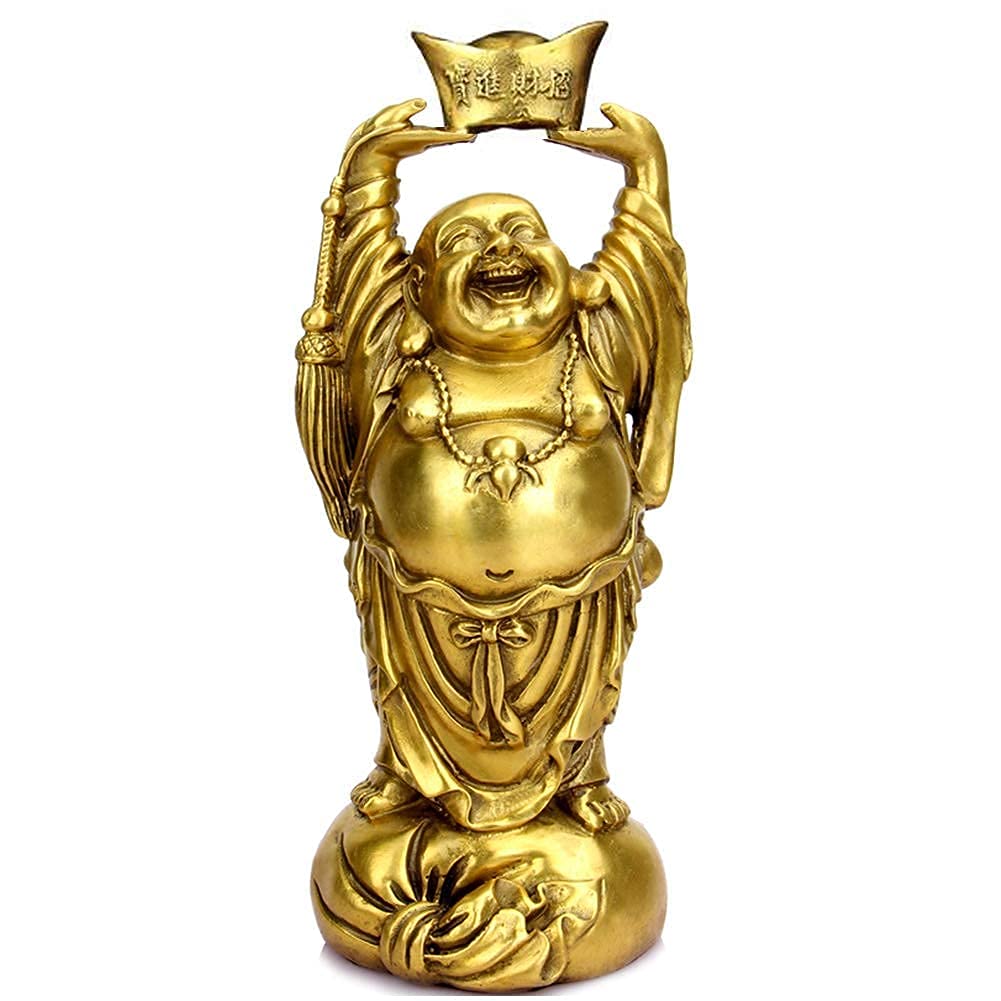 Nowoczesna minimalistyczna abstrakcyjna rzeźba kreatywna rzeźba do domu, figurka dekoracyjna statuetka Feng Shui statuetka boga bogactwa ozdoba śmiejący się Budda ręce do góry z figurkami Yuan Bao,