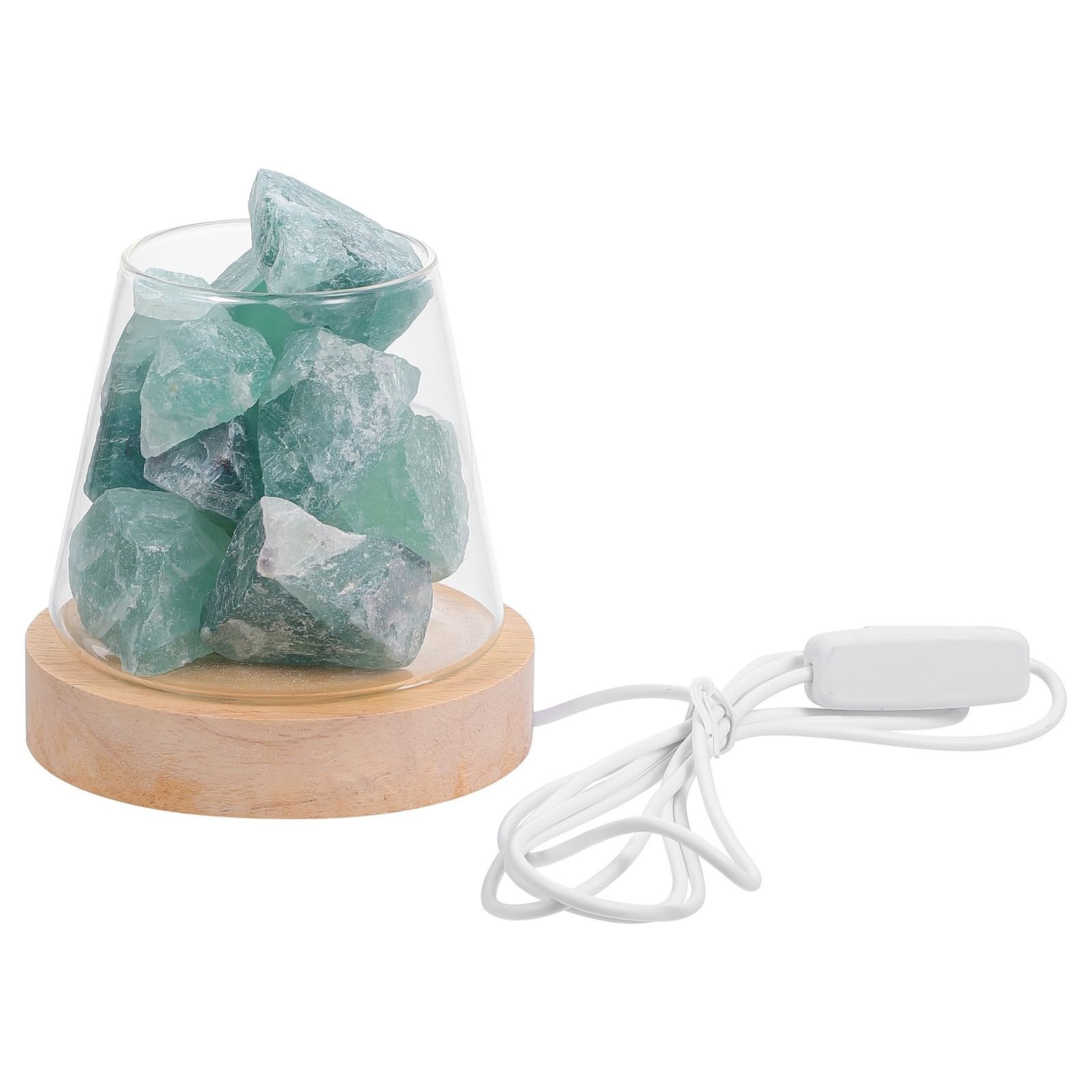 Zerodeko Lampe à Parfum Élégante Fonction Rafraîchissante et Diffusion D'huile Essentielle en Pierre de Cristal Verte Diffuseur D'arôme pour Intérieur pour Salon ou Salle de Bain