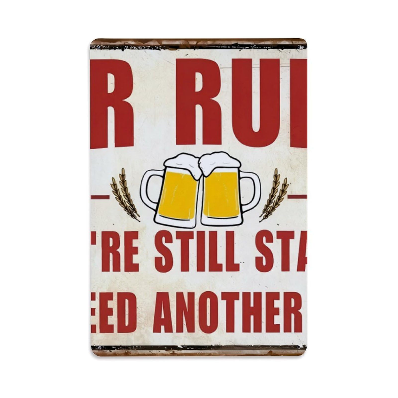 Funny Bar Rules Vintage Metal Sign Vintage Aluminium Metal Sign, Retro Wall Decor for Home, Bar, Garage & Farmhouse 30x20cm