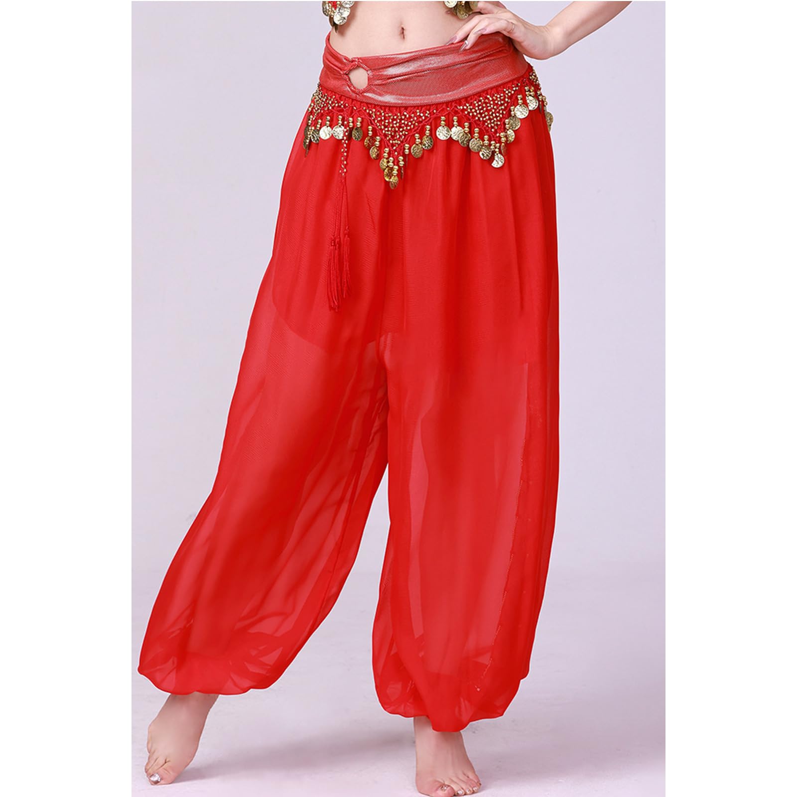 Disfraz de danza del vientre para mujer, pantalones con lentejuelas divididas para escenario y Halloween, pantalones harenes de danza del vientre