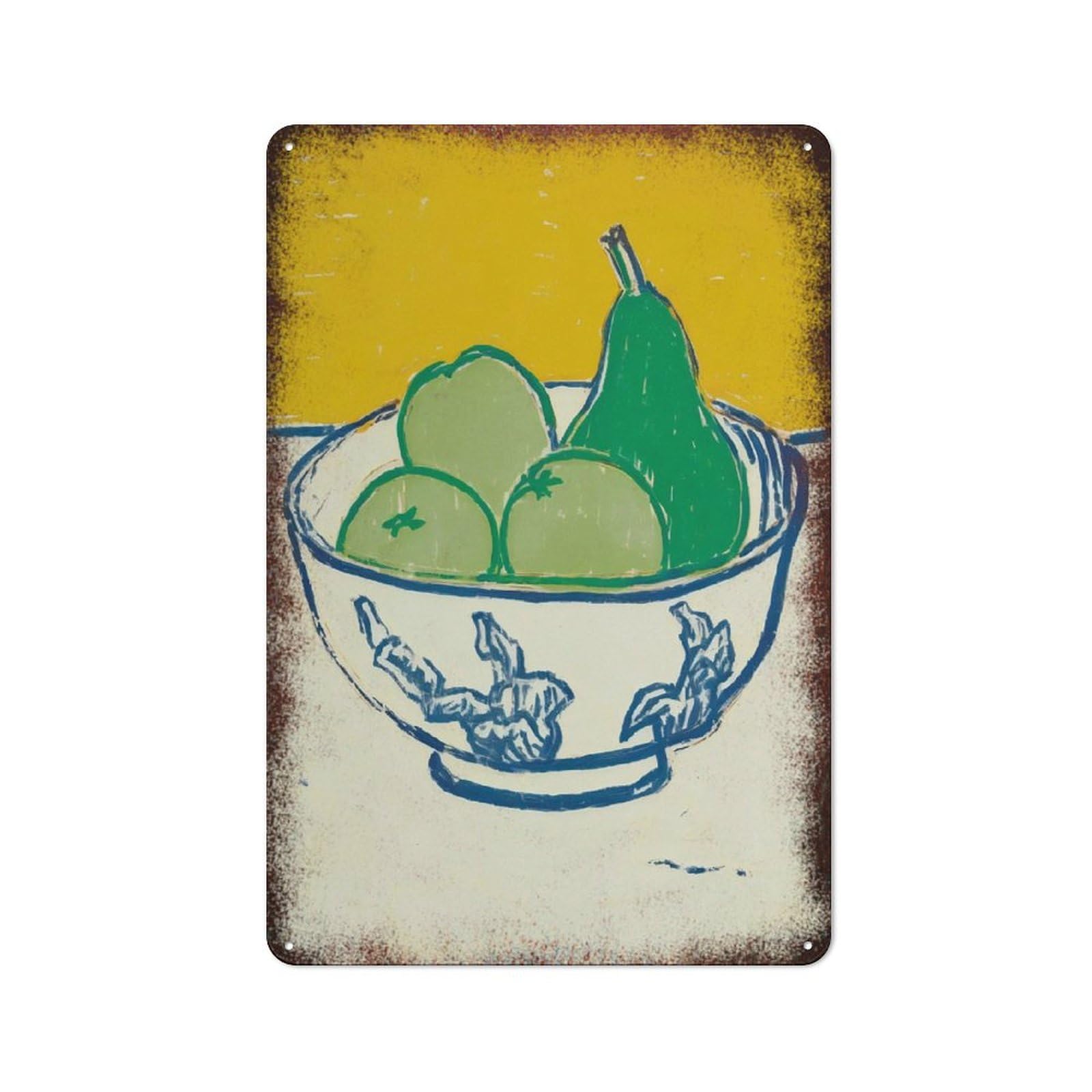 Small Size Lemon Fruit Art Retro Metal Plaque Simple Style Kitchen Household Practical Wall Decor 8x12 Inch