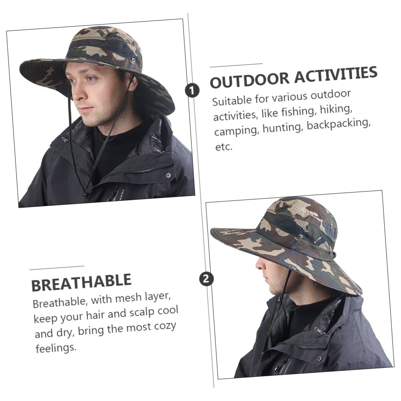 Sosoport 3 Stück Fischerhut Sonne Sombrero Solar- Hüte Und Mützen Wandern Wandermützen Angelhut Im Freien Strandhüte Für Damen Hut Mit Breiter Krempe Fischermütze Polyester
