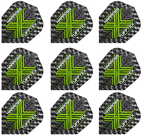 Tufftex 3 Sets Of Harrows Standard Dart Flights Plus 3 Sets Of Black Nylon Dart Flight Protectors (Lime) #TOP1