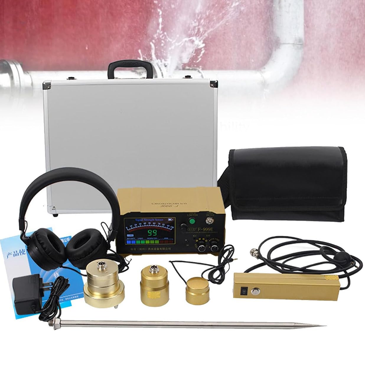 Detector de fugas de agua, alarma profesional con sensor de fugas de agua, sensibilidad ajustable con 4 engranajes para reducir los residuos de fugas de agua en calefacción por suelo radiante