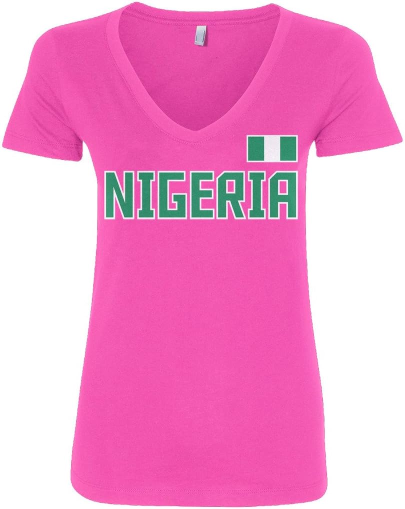 Threadrock Women's Nigeria National Pride V-Neck T-Shirt