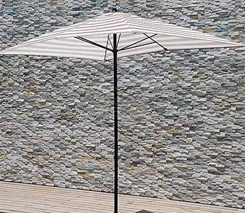 Parasol rectangle marron clair à rayures pour la table de jardin