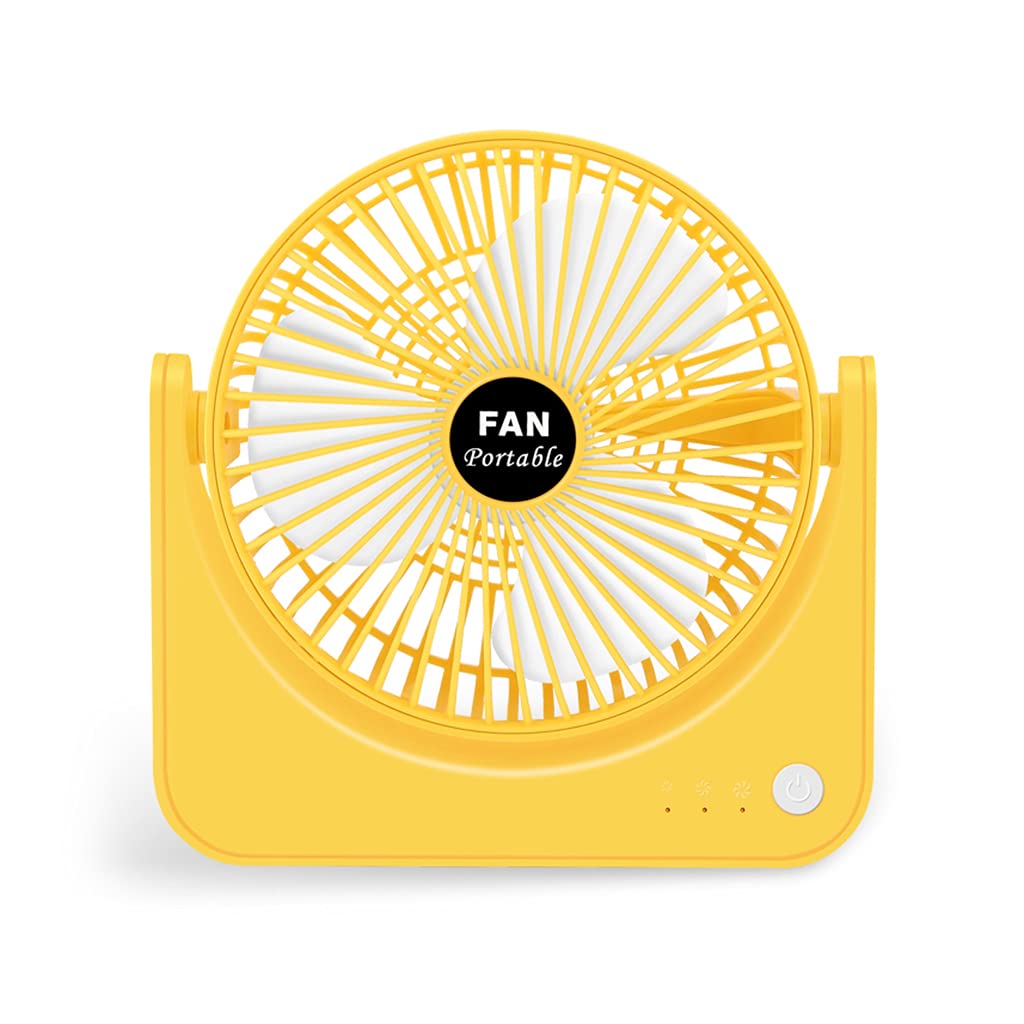 Kalttoy Yellow And White Tabletop Fan Quiet Portable Usb Rechargeable Desktop Fan 2000Mah Air Circulator For Head Adjustable For Room D Electric Desktop For Quiet