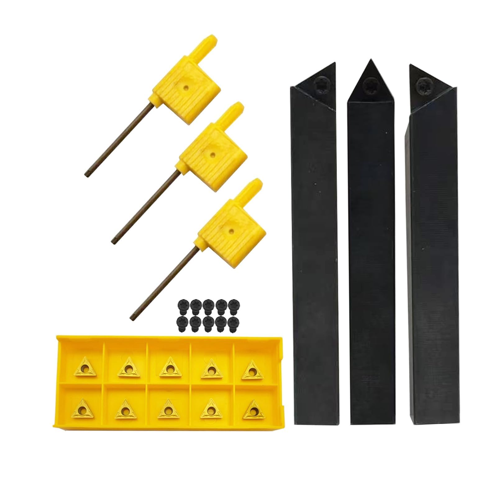 3/8 Zoll Hartmetall-Drehwerkzeughalter Set 3 Stück für Drehmaschine passend für TCMT110204 / TCMT21.51 Wendeschneidplatten 10 Stück im Lieferumfang CNC-Drehwerkzeug für Stahl