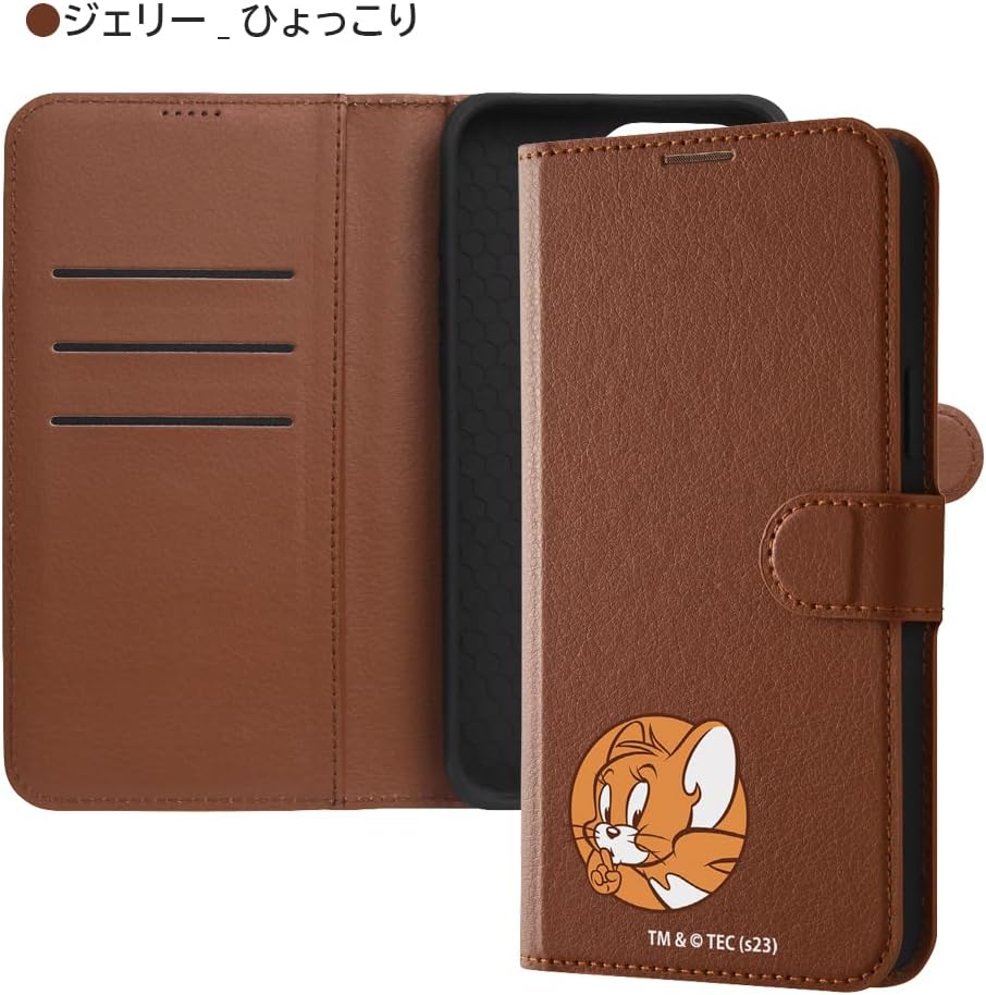 イングレム Inglem iPhone 15 Pro Max Case Tom & Jerry Notebook Type Leather Case Simple Magnet Jelly Hyokkori