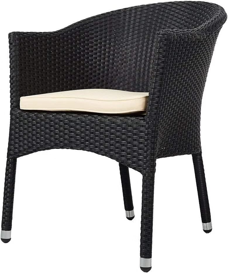DEVOKO Patio Chairs 1 Outdoor Dining Wicker Furniture Chair - Rattan Porch Chair for Club, Garden, Balcony, 55.6 cm , 58.2 cm , 76.7 cm